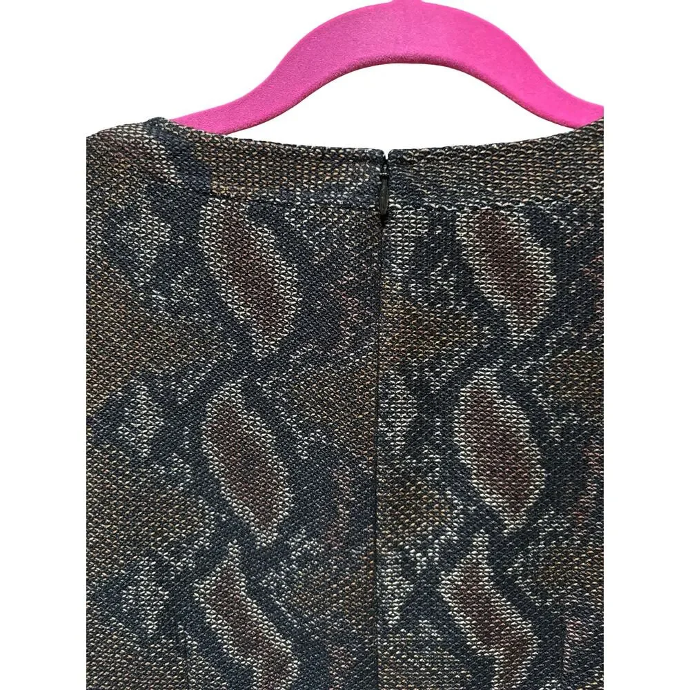 W by Worth Deep Coco Brown Snakeskin Print V-Neck Shift Dress – Size 6